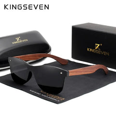 KINGSEVEN® - Óculos de Sol com Lente Polarizada e Hastes em Acetato Madeira - LANÇAMENTO - TENDÊNCIA